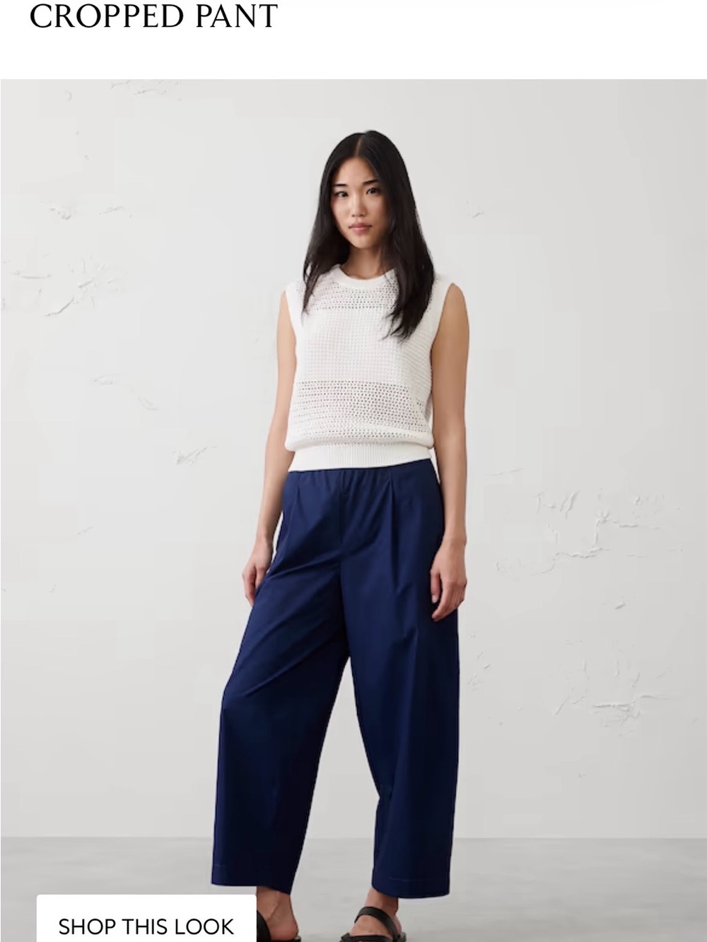 Banana Republic Navy Cropped Wide-Leg Pants